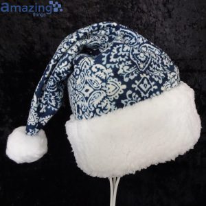 Block Blue Print Christmas Santa Hat For Adult And Child Product Photo 1