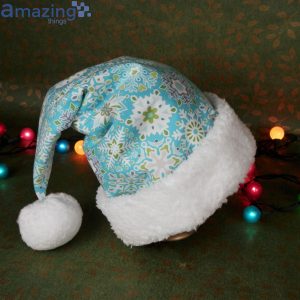 Blue Snowflake Print Christmas Santa Hat For Adult And Child Product Photo 2