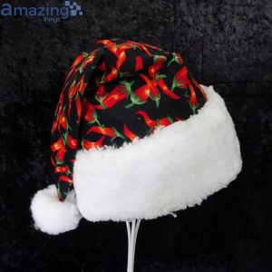 Chili Pepper Pattern Black Christmas Santa Hat For Adult And Child Product Photo 1
