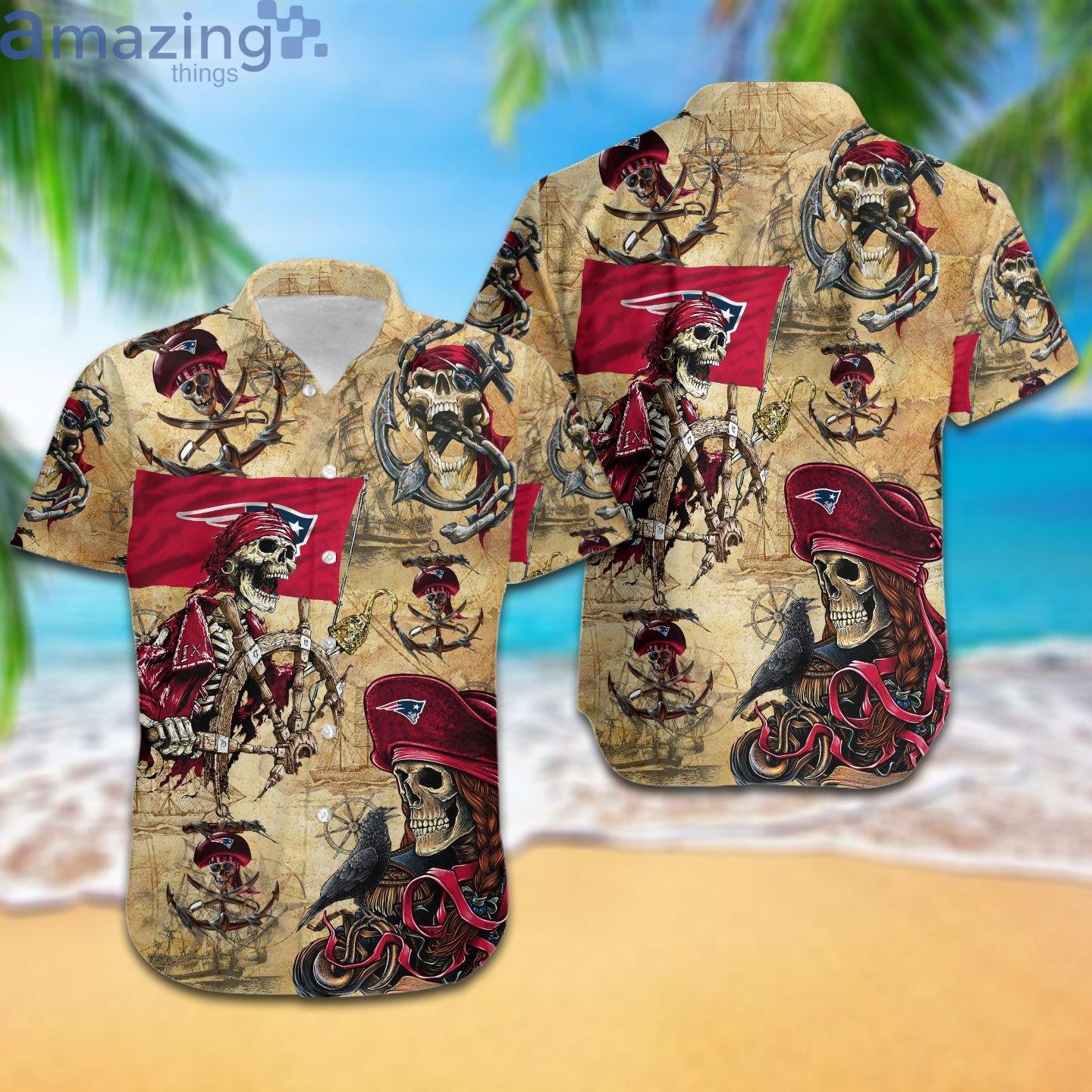 New England Patriots Pirates Fans Pirates Skull Hawaiian Shirtproduct photo 1