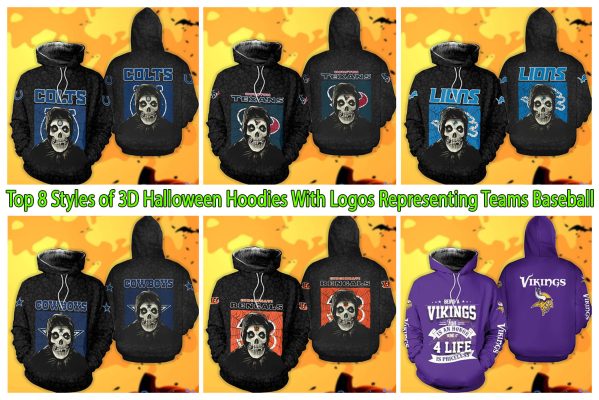 Top 8 Styles of 3D Halloween Hoodies With Logos Representing Teams Baseball