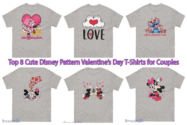 Top 8 Cute Disney Pattern Valentine’s Day T-Shirts for Couples